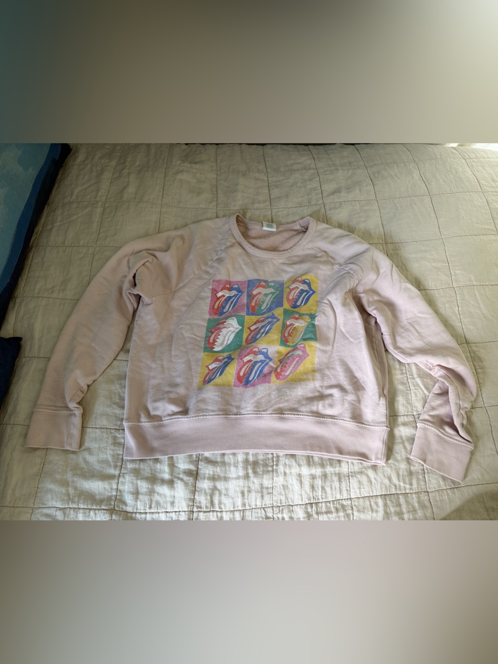 Letluv Rolling Stones Pink Graphic Sweatshirt s cotton